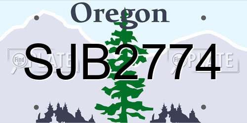SJB2774 Oregon License Plate