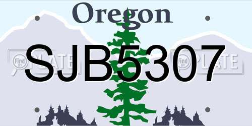 SJB5307 Oregon License Plate