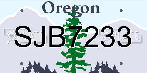 SJB7233 Oregon License Plate