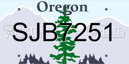 SJB7251 Oregon License Plate