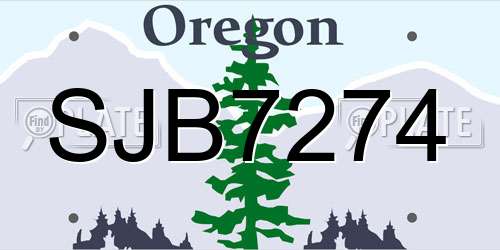 SJB7274 Oregon License Plate