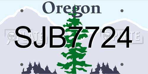 SJB7724 Oregon License Plate