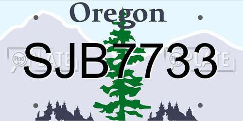 SJB7733 Oregon License Plate