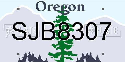 SJB8307 Oregon License Plate