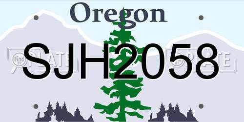 SJH2058 Oregon License Plate