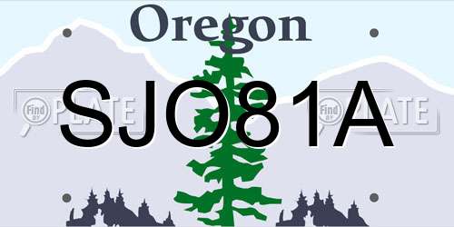 SJO81A Oregon License Plate
