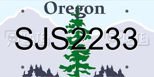 SJS2233 Oregon License Plate