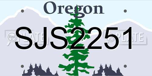 SJS2251 Oregon License Plate