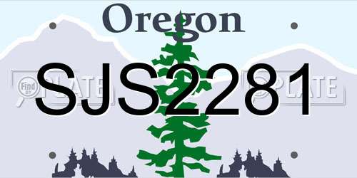 SJS2281 Oregon License Plate