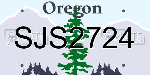 SJS2724 Oregon License Plate