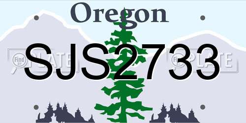 SJS2733 Oregon License Plate