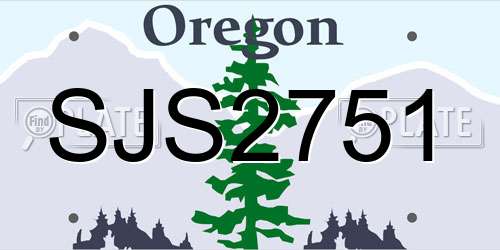 SJS2751 Oregon License Plate
