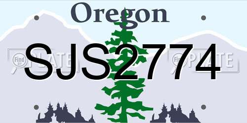 SJS2774 Oregon License Plate