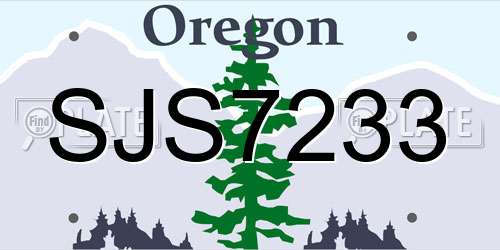 SJS7233 Oregon License Plate