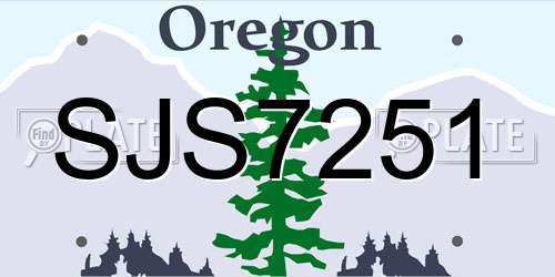 SJS7251 Oregon License Plate