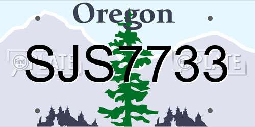 SJS7733 Oregon License Plate