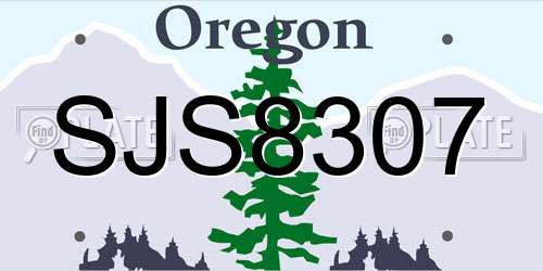 SJS8307 Oregon License Plate