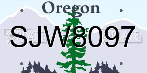SJW8097 Oregon License Plate