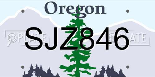 SJZ846 Oregon License Plate