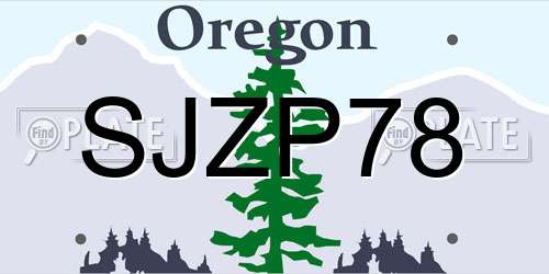 SJZP78 Oregon License Plate