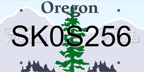 SK0S256 Oregon License Plate