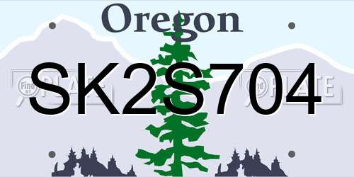 SK2S704 Oregon License Plate