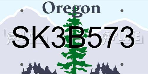 SK3B573 Oregon License Plate