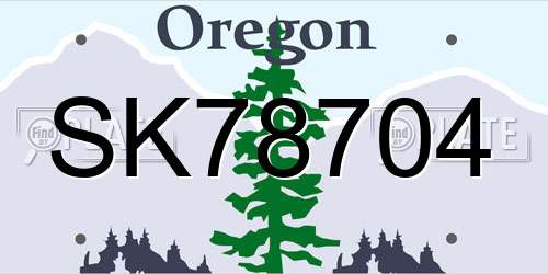 SK78704 Oregon License Plate