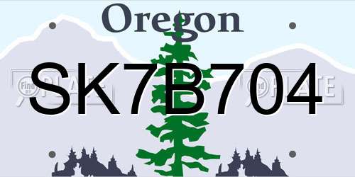SK7B704 Oregon License Plate