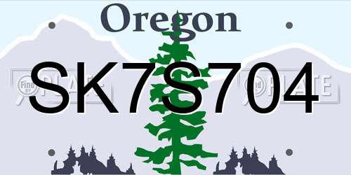 SK7S704 Oregon License Plate