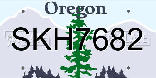 SKH7682 Oregon License Plate