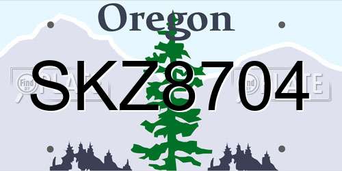 SKZ8704 Oregon License Plate