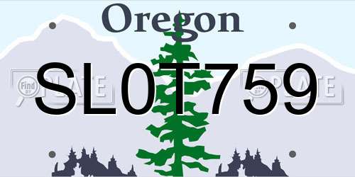 SL0T759 Oregon License Plate