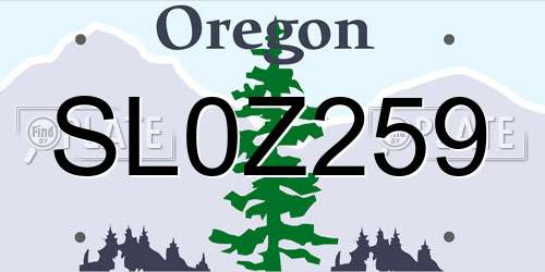 SL0Z259 Oregon License Plate