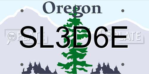 SL3D6E Oregon License Plate