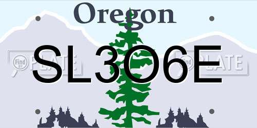 SL3O6E Oregon License Plate