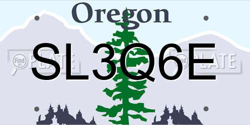 SL3Q6E Oregon License Plate