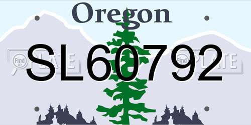 SL60792 Oregon License Plate