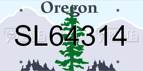 SL64314 Oregon License Plate