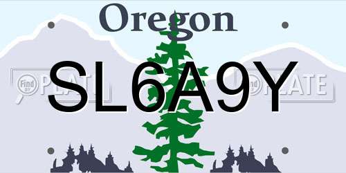 SL6A9Y Oregon License Plate