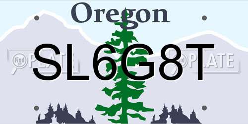 SL6G8T Oregon License Plate