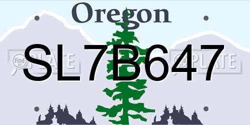 SL7B647 Oregon License Plate