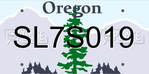 SL7S019 Oregon License Plate