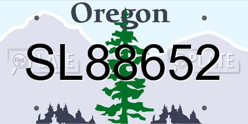 SL88652 Oregon License Plate