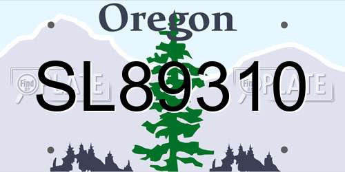 SL89310 Oregon License Plate