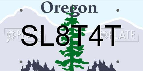SL8T4T Oregon License Plate