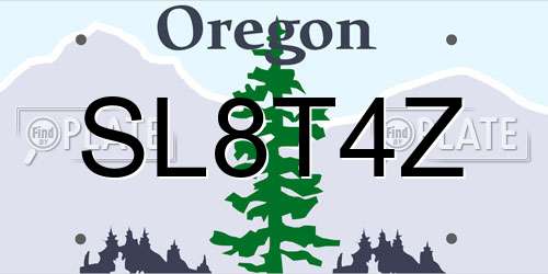 SL8T4Z Oregon License Plate