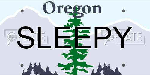 SLEEPY Oregon License Plate