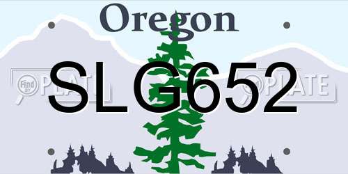 SLG652 Oregon License Plate