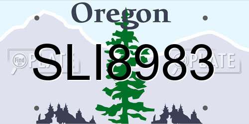 SLI8983 Oregon License Plate